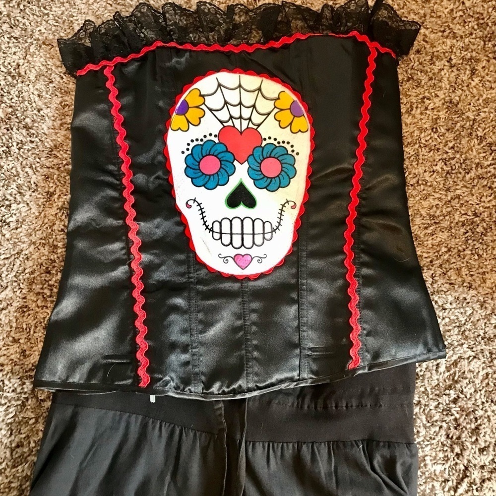 🎃 Dia de Los Muertos Skirt and Bustier Costume